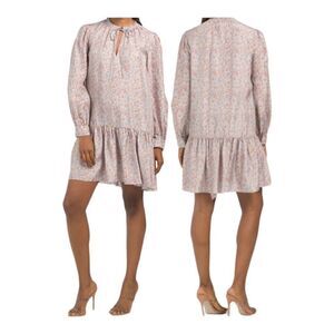 Rebecca Taylor Violet Floral Silk Mini Dress Sz Medium  ** no belt